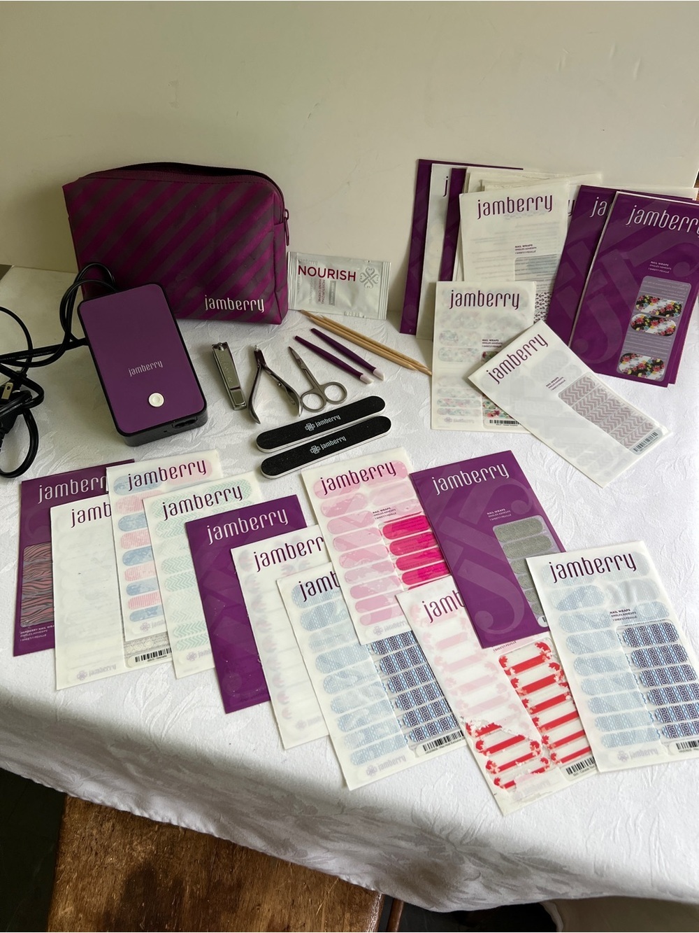 Large Lot Jamberry Collection Full Kit Nail Wraps Heater Accessories